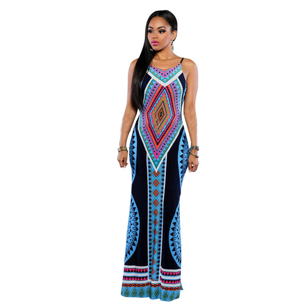 New Dashiki Dress African Blue