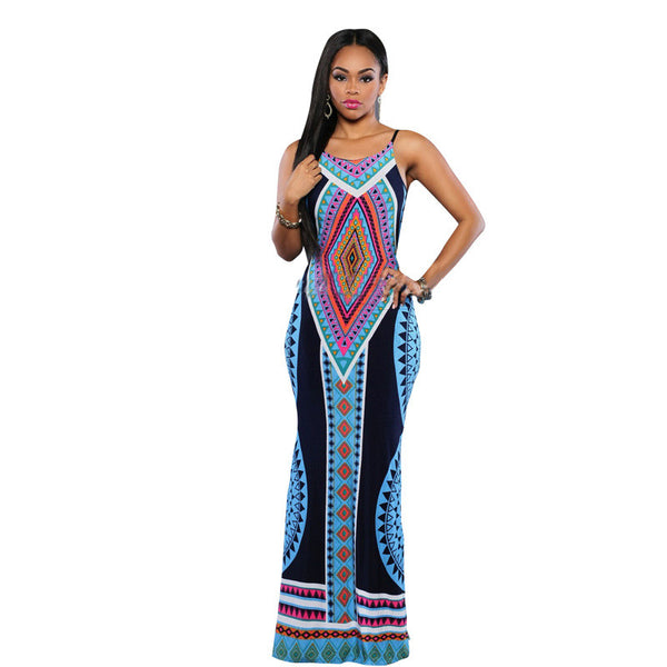 New Dashiki Dress African Blue