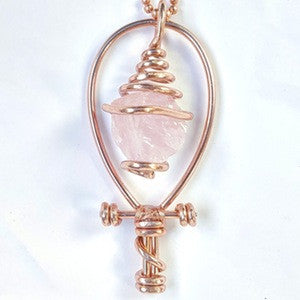 Serpentine Wrapped Rose Quartz Ankh